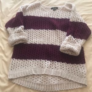 Luxe Beige and Maroon Cable knit sweater